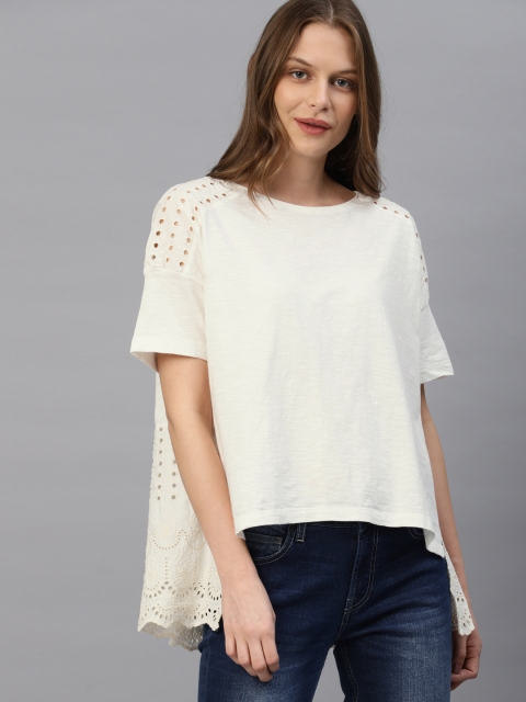 

French Connection Women White Solid Top, Off white