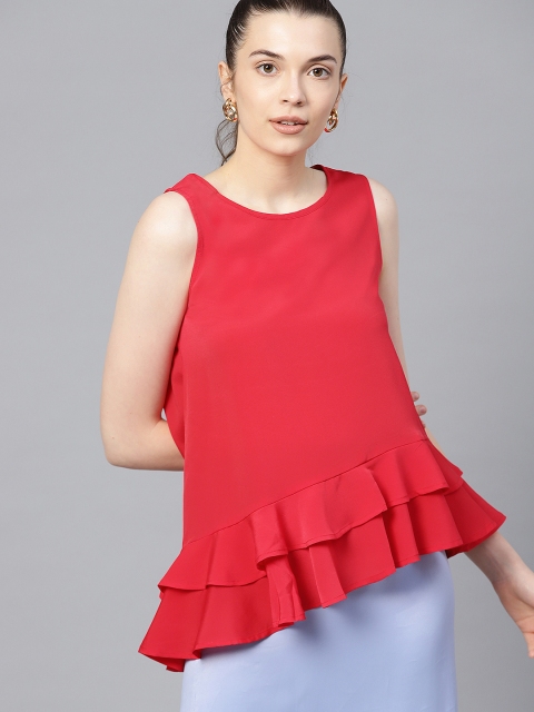 

French Connection Women Red Solid A-Line Top