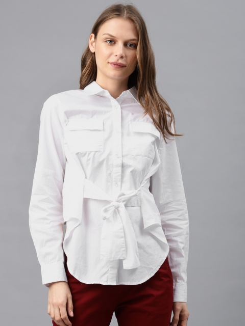 

French Connection Women White Regular Fit Solid Casual Shirt