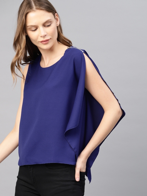 

French Connection Women Blue Solid Top