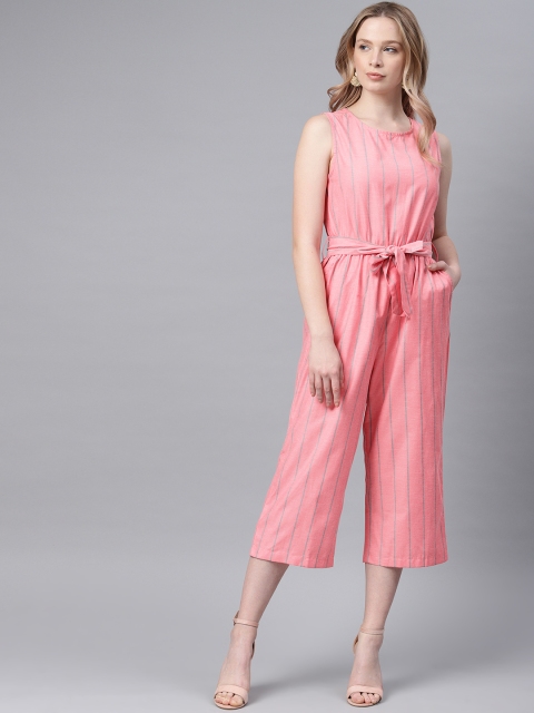 

NUSH Pink & Green Striped Basic Jumpsuit