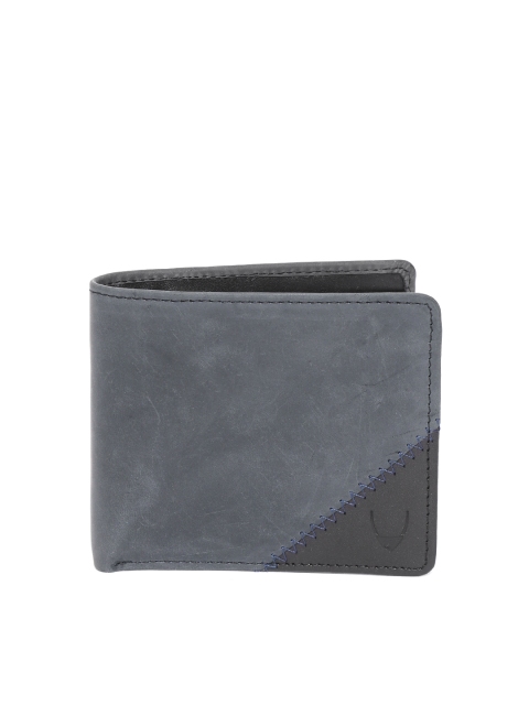 

Hidesign Men Navy Blue Solid Two Fold Leather Wallet