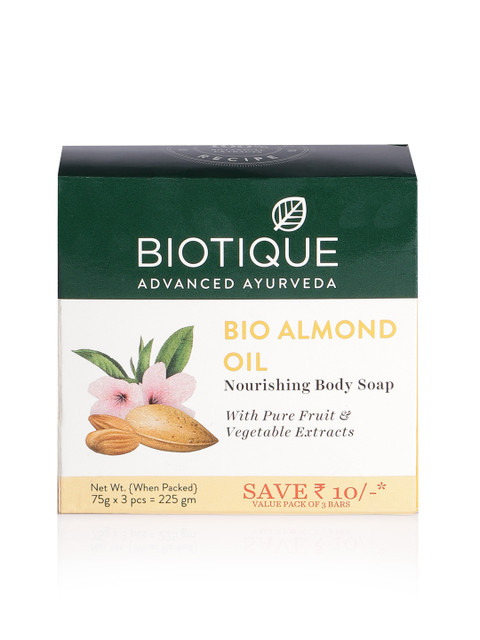 

Biotique Unisex Set of 3 Almond Oil Nourishing Body Soaps, Green