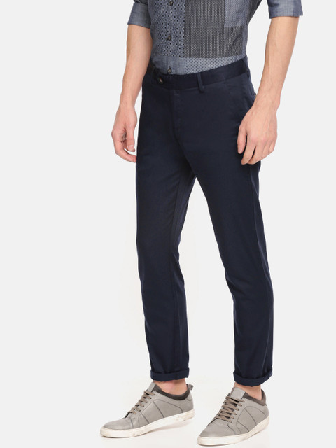 

Peter England Casuals Men Navy Blue Super Slim Fit Solid Chinos