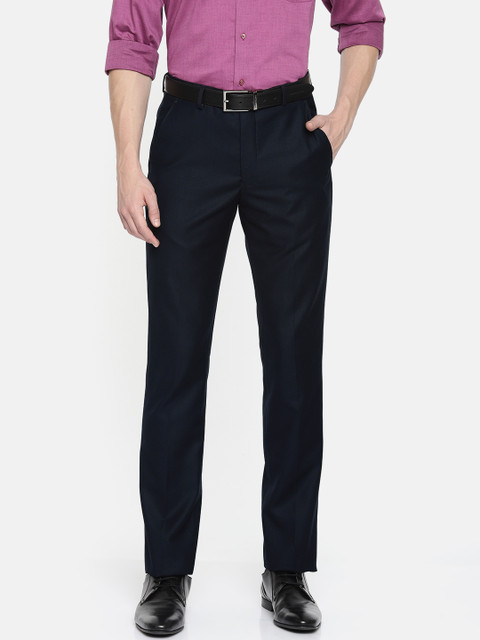

Peter England Men Navy Blue Slim Fit Solid Formal Trousers