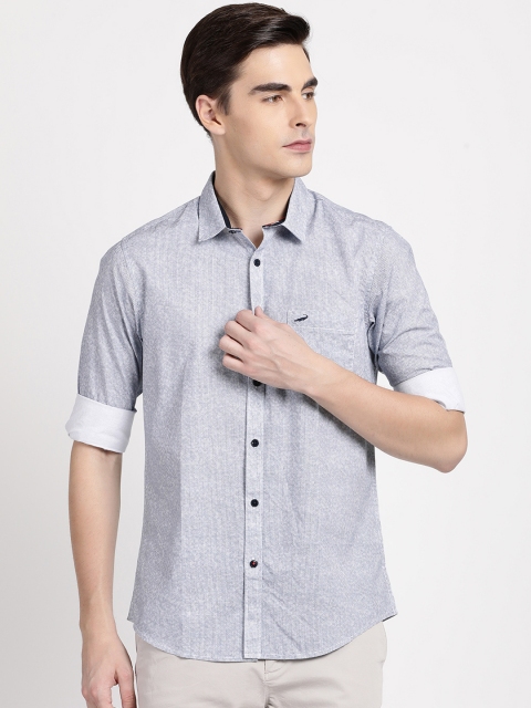 

Crocodile Men Blue & Off-White Slim Fit Printed Casual Shirt