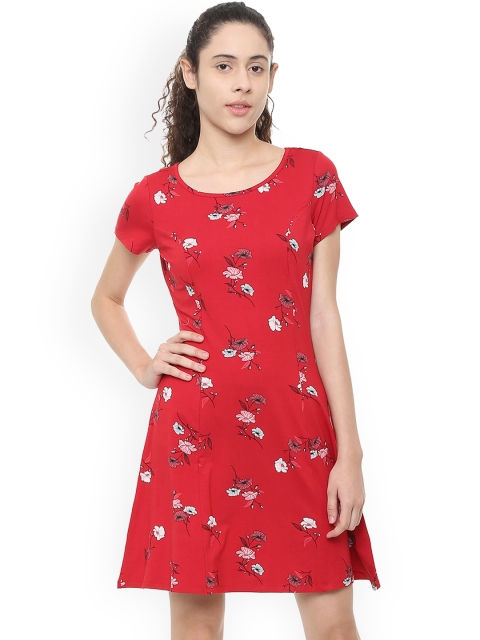 Allen Solly Women Red Printed A-Line Dress
