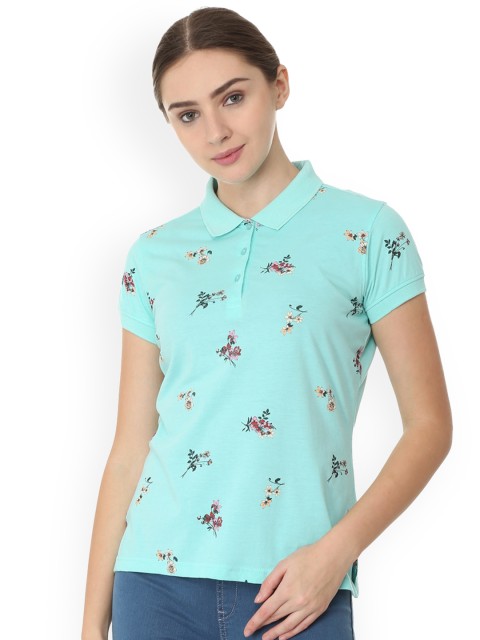 

Allen Solly Woman Women Green Printed Polo Collar T-shirt