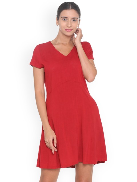 

Allen Solly Women Maroon Solid A-Line Dress
