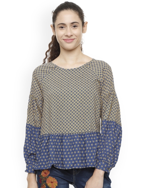 

Allen Solly Women Blue Printed Peplum Top