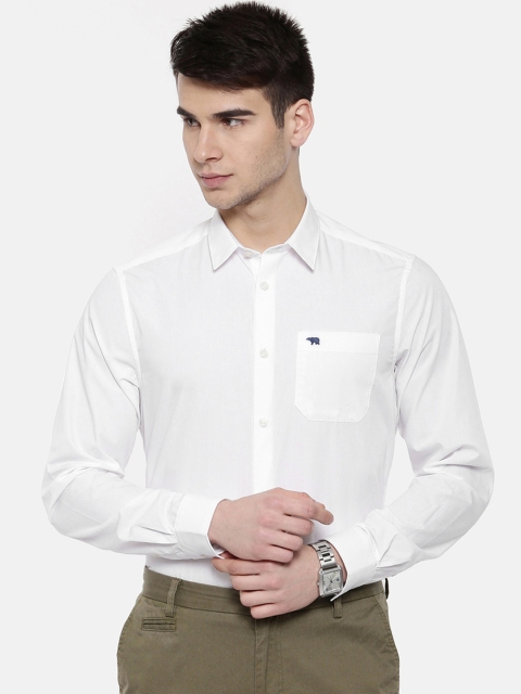 

THE BEAR HOUSE Men White Slim Fit Solid Formal Shirt