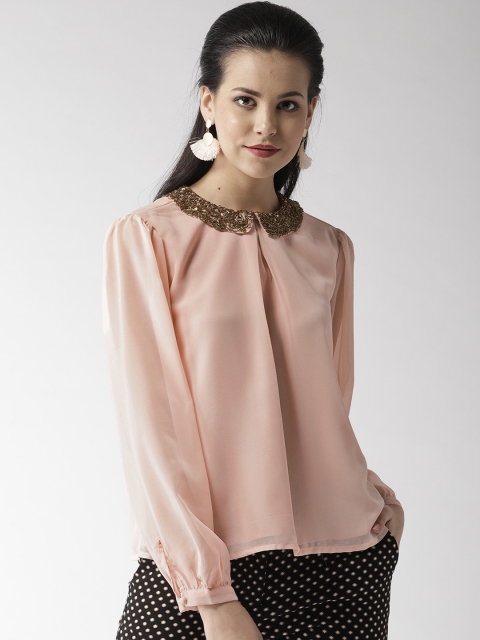 

QUIERO Women Peach-Coloured Solid Top