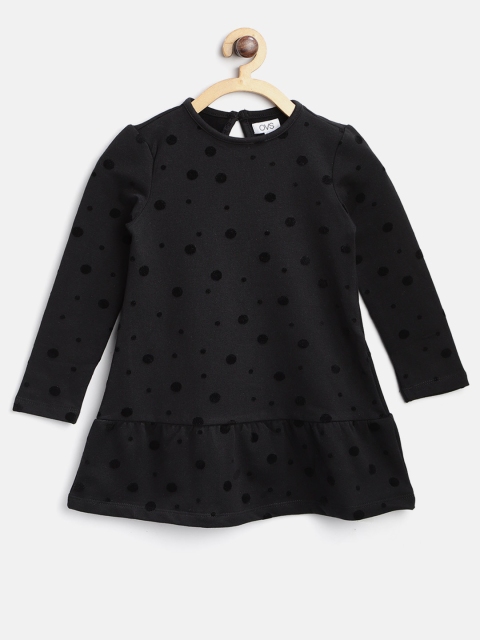 

OVS Girls Black Printed Drop-Waist Dress