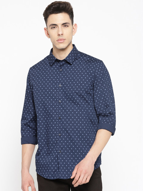 

OVS Men Navy Blue Slim Fit Printed Casual Shirt