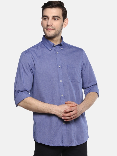

OVS Men Blue Regular Fit Checked Casual Shirt