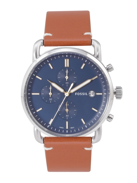 

Fossil Men Blue Dial & Brown Leather Straps Commuter Analogue Watch FS5401