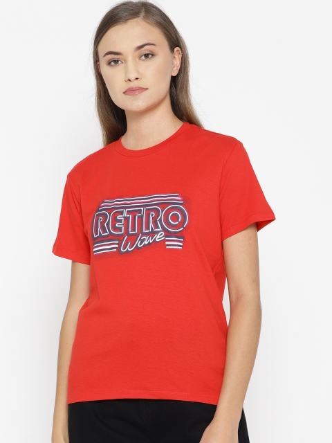 

OVS Women Red Printed Round Neck T-shirt