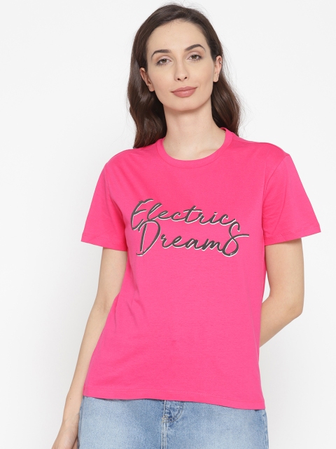 

OVS Women Magenta Printed Round Neck T-shirt