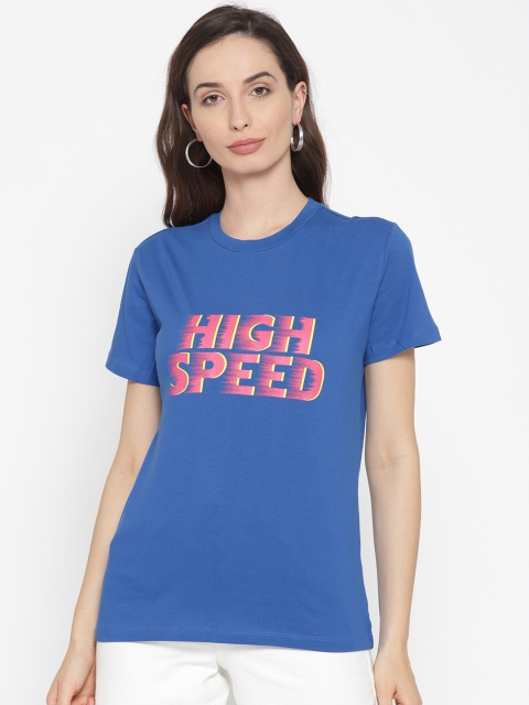 

OVS Women Blue Printed Round Neck T-shirt
