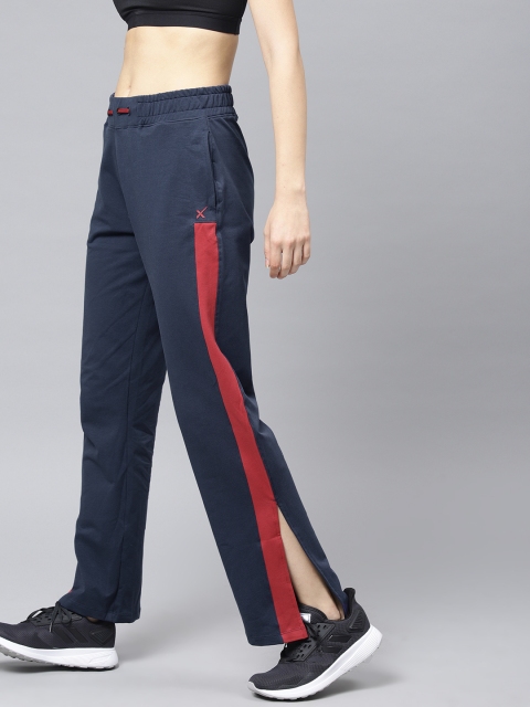 

HRX by Hrithik Roshan Women Navy Solid Side Slit Lifestyle Track Pants, Navy blue