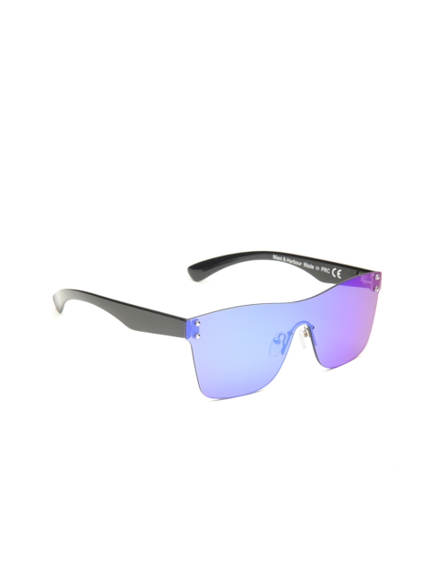 

Mast & Harbour Unisex Mirrored Rimless Shield Sunglasses MFB-PN-PS-T9209, Blue