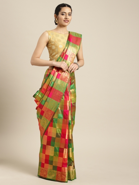 

Satrani Multicoloured Printed Kanjeevaram Saree, Multi