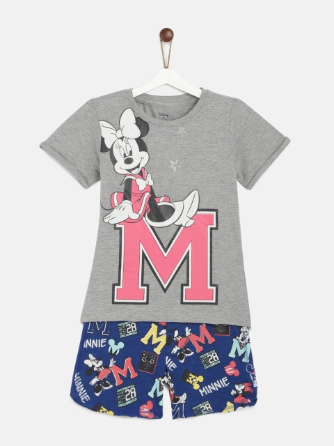 

YK Disney Girls Grey & Blue Printed Night suit