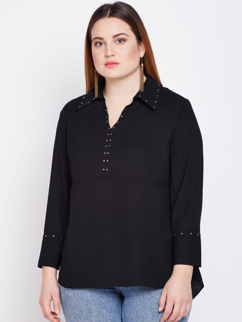 

NuBella Plus Size Women Black Solid Shirt Style Top