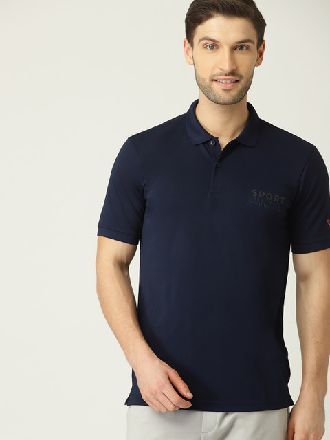 

Allen Solly Sport Men Navy Blue Solid Polo Collar T-shirt