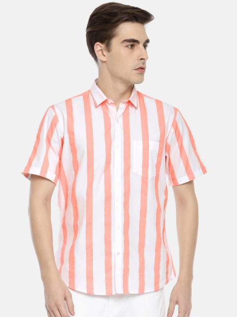 

Allen Solly Men White & Orange Regular Fit Striped Casual Shirt