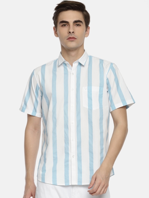 

Allen Solly Men White & Blue Sport Fit Striped Casual Shirt