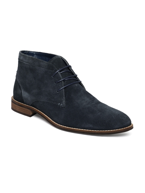 

Celio Men Navy Blue Solid Suede Mid-Top Flat Boots