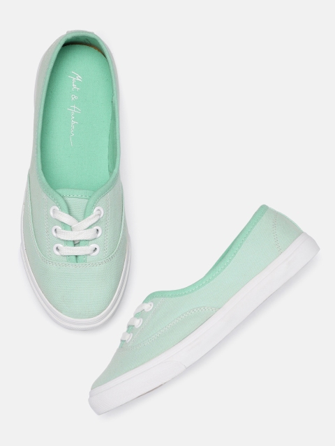 

Mast & Harbour Women Mint Green Solid Sneakers