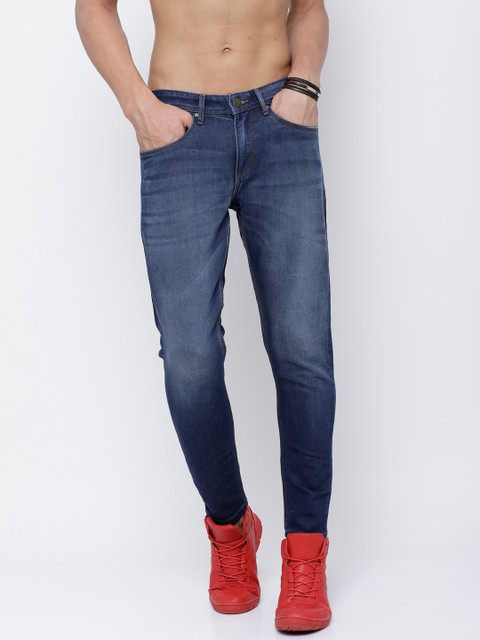 

LOCOMOTIVE Men Blue Tapered Fit Mid-Rise Clean Look Stretchable Jeans