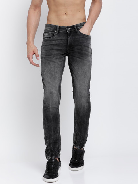 

LOCOMOTIVE Men Black Slim Fit Mid-Rise Clean Look Stretchable Jeans