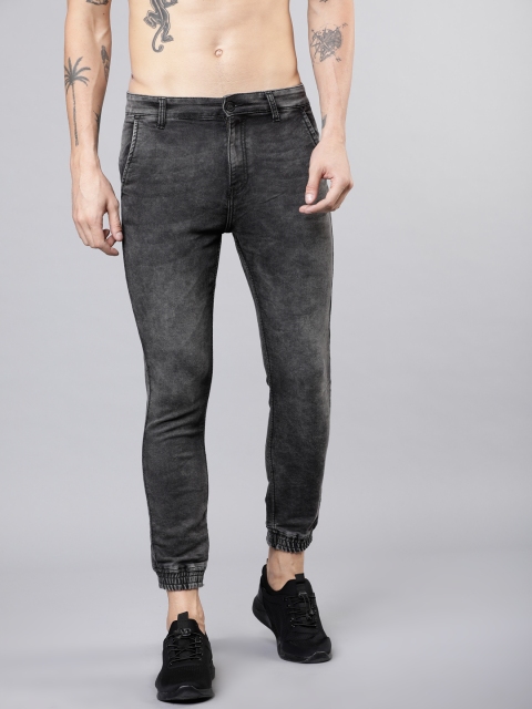 

LOCOMOTIVE Men Black Jogger Mid-Rise Clean Look Stretchable Jeans