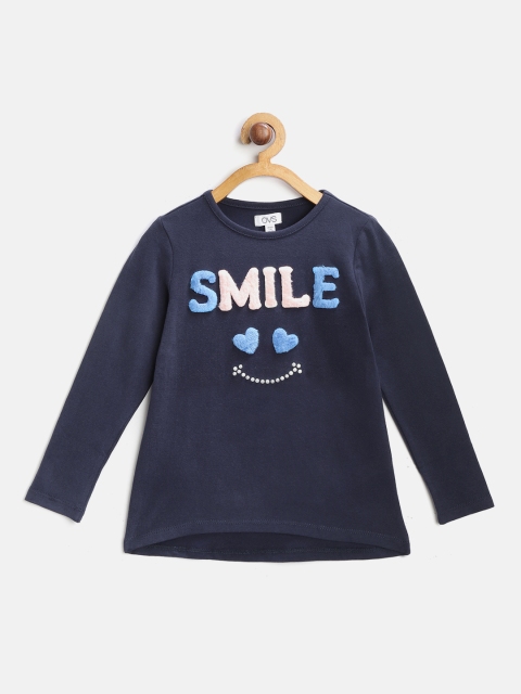 

OVS Girls Navy Blue Applique Detail Round Neck T-shirt