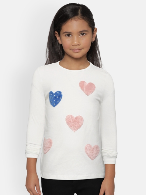 

OVS Girls White Applique Detail Round Neck T-shirt