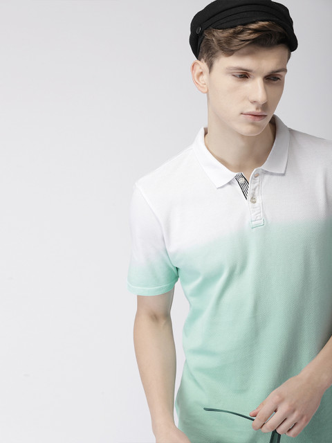 

Harvard Men Sea Green Dyed Polo Collar T-shirt
