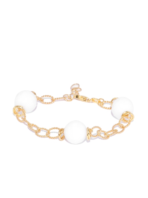 

Carlton London White Gold-Plated Beaded Link Bracelet