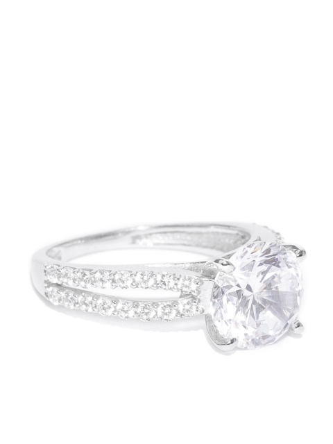 

Carlton London Rhodium-Plated CZ-studded Finger Ring, Silver