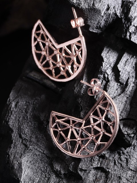 

Carlton London Rose Gold-Plated Crescent Shaped Drop Earrings