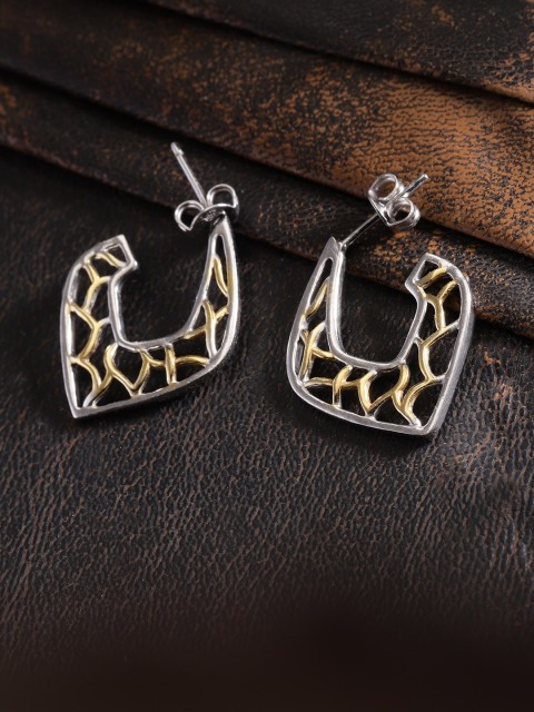 

Carlton London Silver-Toned Gold-Plated Geometric Drop Earrings