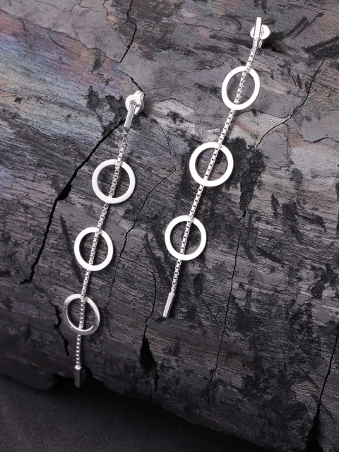 

Carlton London Silver-Toned Rhodium-Plated Circular Drop Earrings