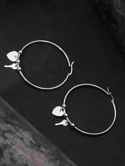 

Carlton London Silver-Toned Rhodium-Plated Circular Hoop Earrings