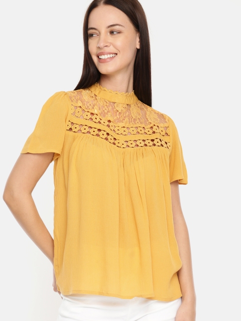 

DressBerry Women Mustard Solid A-Line Top