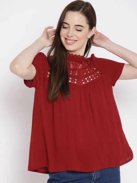 

DressBerry Women Maroon Solid Styled Back Top