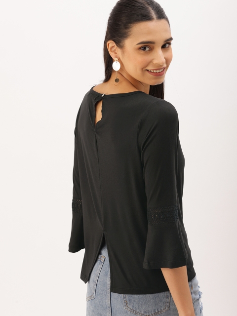 

DressBerry Women Black Solid Styled Back Round Neck Top