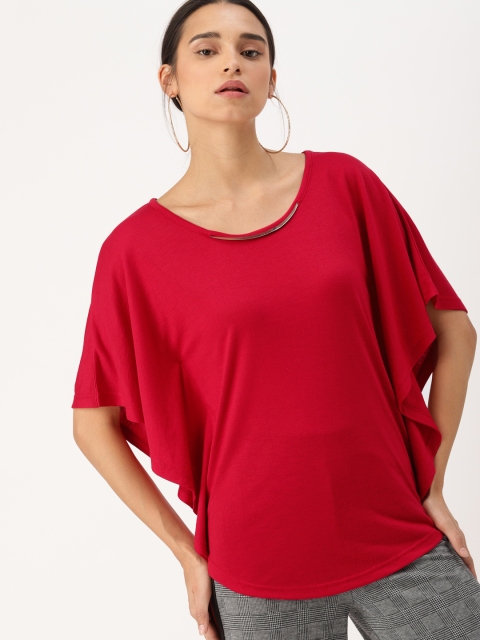 

DressBerry Women Red Solid Kaftan Top