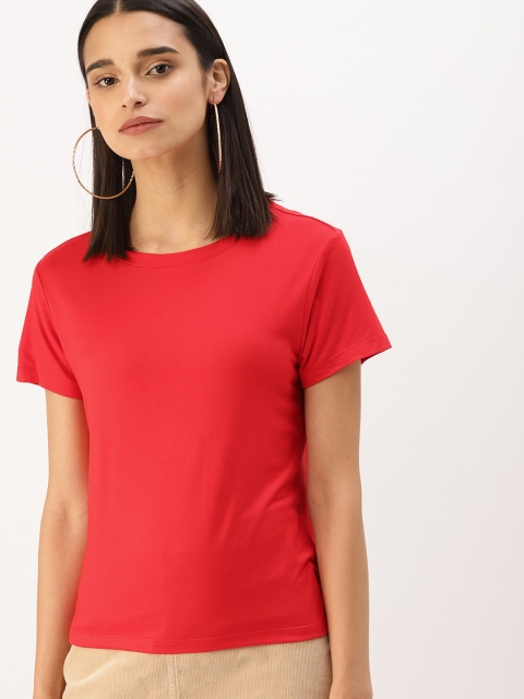 

DressBerry Women Red Solid Round Neck T-shirt